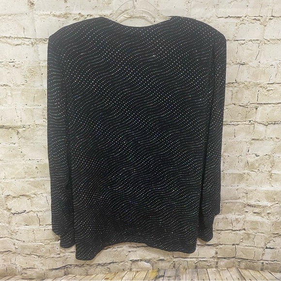 2 Piece Alex Evenings Black Sparkle Open Front Jacket Tank Top Party Holiday - Picture 6 of 7